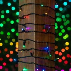 Commercial Grade Wide Angle 50 LED Rainbow Color 17' Long On Green Wire -Christmas Lights Series 0032587 commercial grade wide angle 50 led rainbow color 17 long on green wire