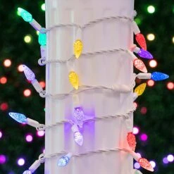 Rainbow 70 LED C6 Strawberry Mini Lights Commercial Grade On White Wire 10 Rainbow 70 LED C6 Strawberry Mini Lights Commercial Grade On White Wire -Christmas Lights Series 0032591 rainbow 70 led c6 strawberry mini lights commercial grade on white wire