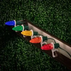 25 Light String Set With Multi Colored LED C9 Bulbs On Green Wire -Christmas Lights Series 0032689 25 light string set with multi colored led c9 bulbs on green wire