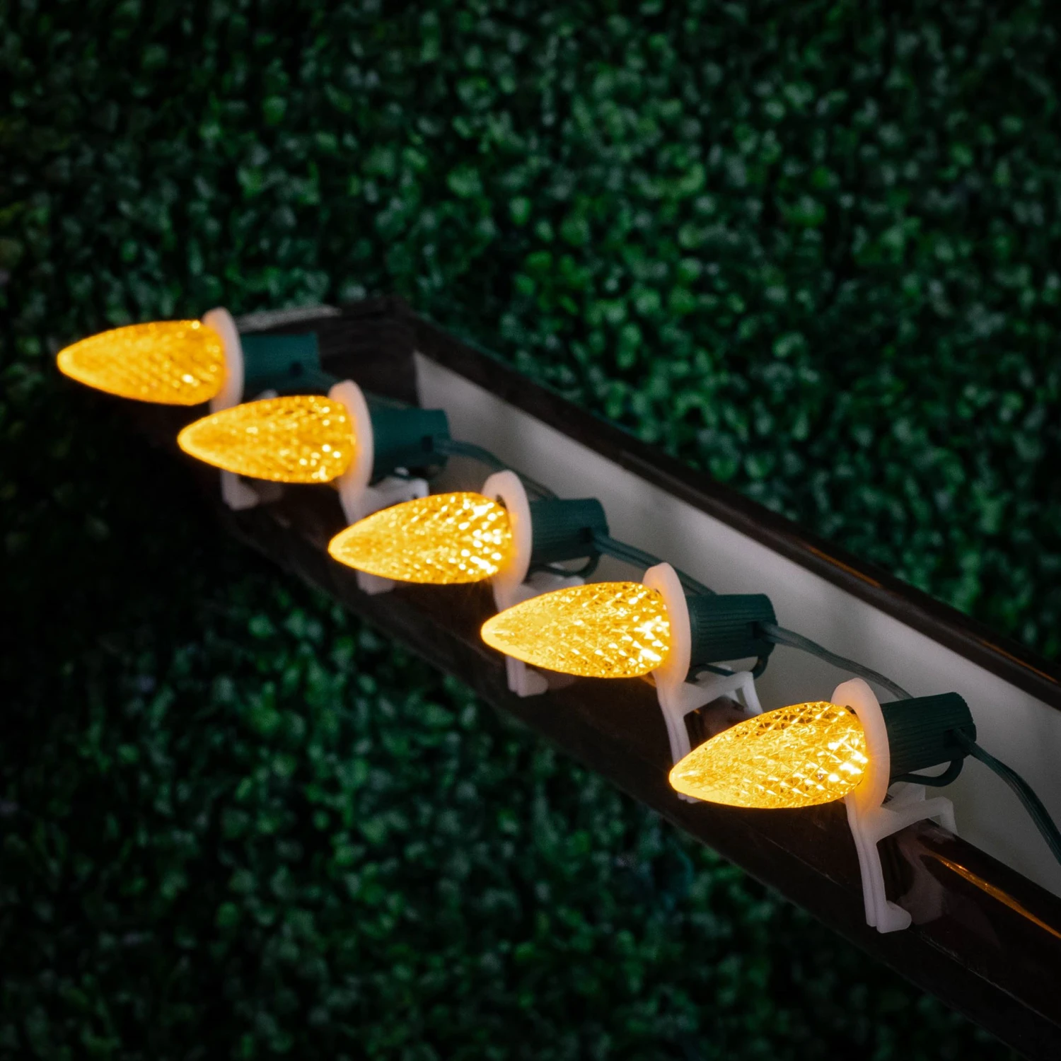 25 Light String Set With Yellow LED C9 Bulbs On Green Wire 9 25 Light String Set With Yellow LED C9 Bulbs On Green Wire - Image 9