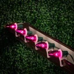 100 C9 Christmas Light Set - Pink Bulbs - Green Wire 15 100 C9 Christmas Light Set - Pink Bulbs - Green Wire -Christmas Lights Series 0032782 100 c9 christmas light set pink bulbs green wire
