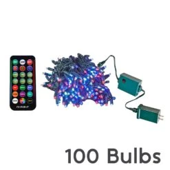 100 LED RGB Wide Angle Mini Light Set Green Wire W/Multi-Function Remote -Christmas Lights Series 0033008 100 led rgb wide angle mini light set green wire wmulti function remote
