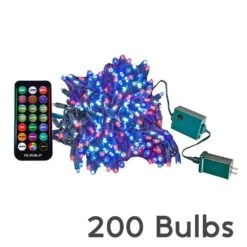 200 LED RGB Wide Angle Mini Light Set Green Wire W/Multi-Function Remote -Christmas Lights Series 0033012 200 led rgb wide angle mini light set green wire wmulti function remote