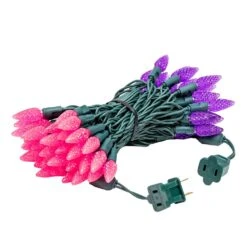 Pink And Purple 70 LED C6 Strawberry Mini Lights Commercial Grade Green Wire -Christmas Lights Series 0033026 pink and purple 70 led c6 strawberry mini lights commercial grade green wire