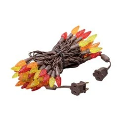 Yellow/Red/Orange 70 LED C6 Strawberry Mini Lights Commercial Grade On Brown Wire -Christmas Lights Series 0033028 yellowredorange 70 led c6 strawberry mini lights commercial grade on brown wire