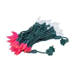 Pink And Pure White 70 LED C6 Strawberry Mini Lights Commercial Grade Green Wire -Christmas Lights Series 0033032 pink and pure white 70 led c6 strawberry mini lights commercial grade green wire