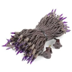 Purple Christmas Mini Lights 100 Light 50 Feet Long On Brown Wire -Christmas Lights Series 0033063 purple christmas mini lights 100 light 50 feet long on brown wire