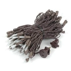 Frosted Christmas Mini Lights 100 Light 50 Feet Long On Brown Wire -Christmas Lights Series 0033071 frosted christmas mini lights 100 light 50 feet long on brown wire