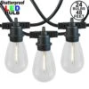 24 Warm White Plastic LED S14 Commercial Grade Light String Set On 48' Of Black Wire Shatterproof