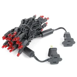 50 LED Red LED Christmas Lights 11' Long On Black Wire -Christmas Lights Series 0033142 50 led red led christmas lights 11 long on black wire