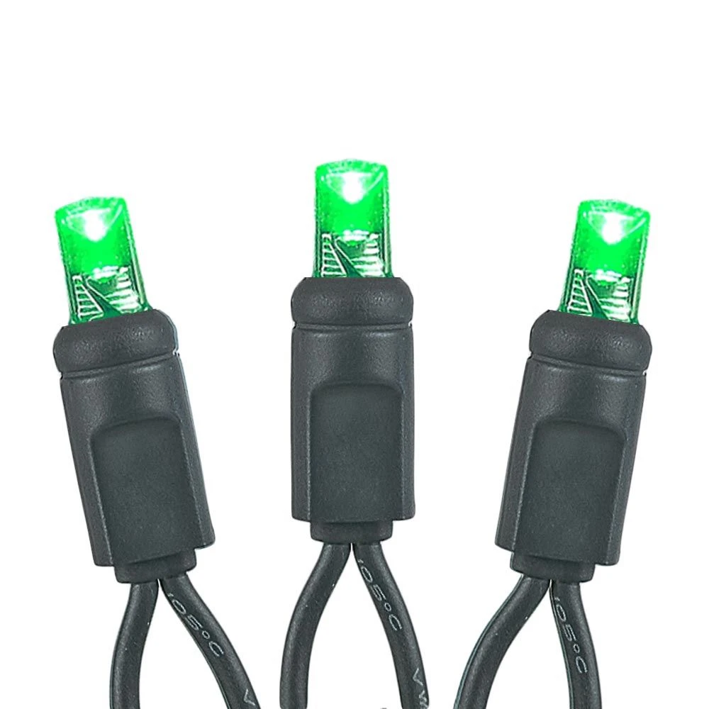 50 LED Green LED Christmas Lights 11' Long On Black Wire 3 50 LED Green LED Christmas Lights 11' Long On Black Wire - Image 3