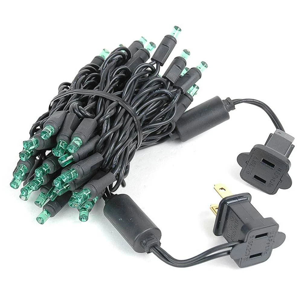 50 LED Green LED Christmas Lights 11' Long On Black Wire 4 50 LED Green LED Christmas Lights 11' Long On Black Wire - Image 4