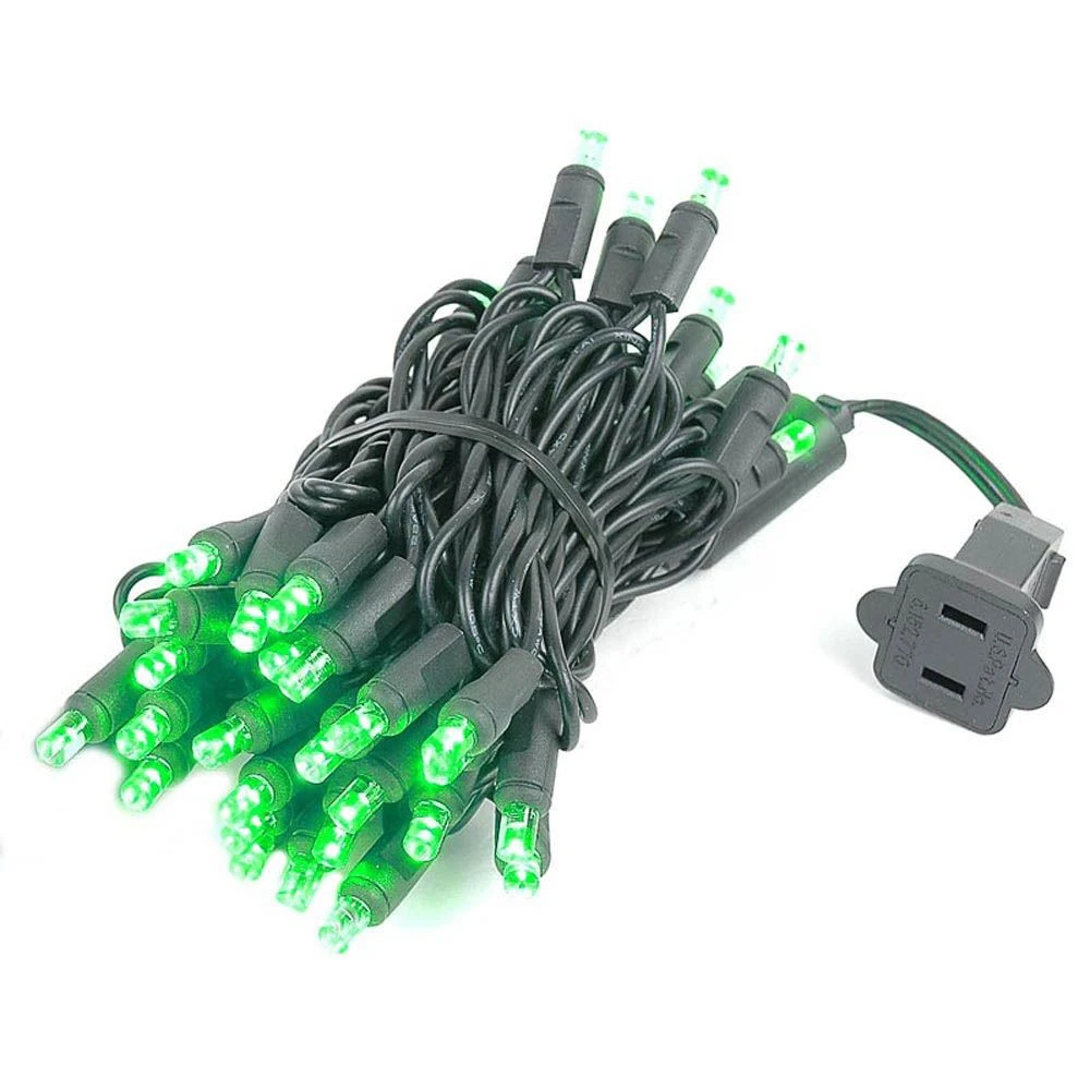 50 LED Green LED Christmas Lights 11' Long On Black Wire 2 50 LED Green LED Christmas Lights 11' Long On Black Wire - Image 2