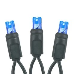 50 LED Blue LED Christmas Lights 11' Long On Black Wire -Christmas Lights Series 0033161 50 led blue led christmas lights 11 long on black wire
