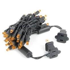 50 LED Amber LED Christmas Lights 11' Long On Black Wire -Christmas Lights Series 0033164 50 led amber led christmas lights 11 long on black wire