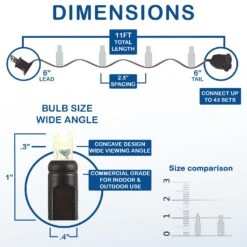 50 LED Warm White LED Christmas Lights 11' Long On Black Wire -Christmas Lights Series 0033166 50 led warm white led christmas lights 11 long on black wire