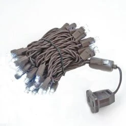 50 LED Pure White LED Christmas Lights 11' Long On Brown Wire -Christmas Lights Series 0033176 50 led pure white led christmas lights 11 long on brown wire