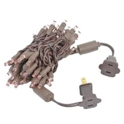 50 LED Pink LED Christmas Lights 11' Long On Brown Wire -Christmas Lights Series 0033181 50 led pink led christmas lights 11 long on brown wire