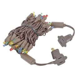 50 LED Multi LED Christmas Lights 11' Long On Brown Wire -Christmas Lights Series 0033183 50 led multi led christmas lights 11 long on brown wire