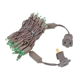 50 LED Green LED Christmas Lights 11' Long On Brown Wire -Christmas Lights Series 0033185 50 led green led christmas lights 11 long on brown wire