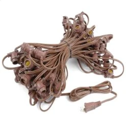 100' Brown Commercial Grade Stringer 80 Intermediate (e17) Base Sockets -Christmas Lights Series 0033205 100 brown commercial grade stringer 80 intermediate e17 base sockets
