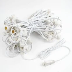 100' White Commercial Grade Stringer 80 Intermediate (e17) Base Sockets 13 100' White Commercial Grade Stringer 80 Intermediate (e17) Base Sockets -Christmas Lights Series 0033227 100 white commercial grade stringer 80 intermediate e17 base sockets