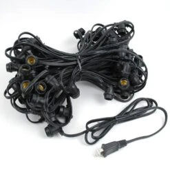100' Black Commercial Grade Stringer 80 Intermediate (e17) Base Sockets -Christmas Lights Series 0033230 100 black commercial grade stringer 80 intermediate e17 base sockets