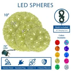 50 Warm White LED 6" Sphere 9 50 Warm White LED 6" Sphere -Christmas Lights Series 0033260 50 warm white led 6 sphere