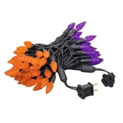 *NEW* True Twinkle Purple/Orange 70 LED C6 Strawberry Mini Lights Commercial Grade On Black Wire -Christmas Lights Series 0033299 new true twinkle purpleorange 70 led c6 strawberry mini lights commercial grade on black wire