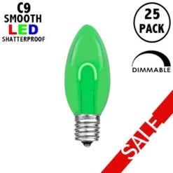 Green C9 U-Shaped LED Plastic Flex Filament Replacement Bulbs 25 Pack