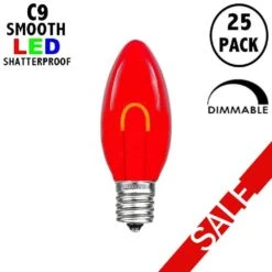 Red C9 U-Shaped LED Plastic Flex Filament Replacement Bulbs 25 Pack