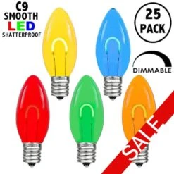 Multi C9 U-Shaped LED Plastic Flex Filament Replacement Bulbs 25 Pack