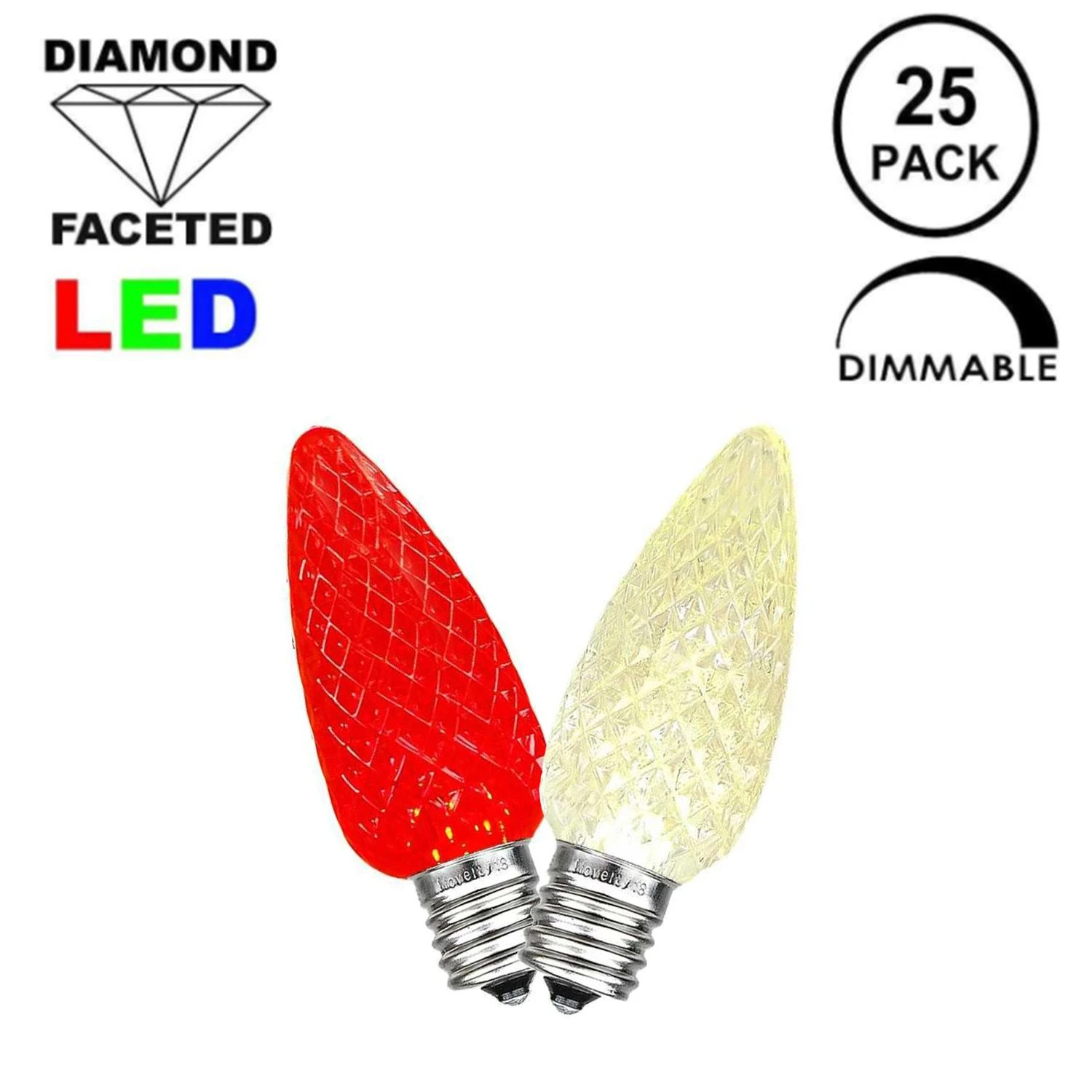 Red/Warm White C7 LED Replacement Bulbs 25 Pack 1 Red/Warm White C7 LED Replacement Bulbs 25 Pack