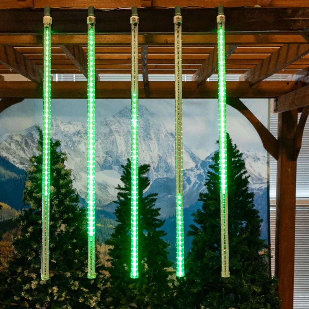 36" LED Cascading Meteor Starfall Tube Green Pack Of 5 1 36" LED Cascading Meteor Starfall Tube Green Pack Of 5