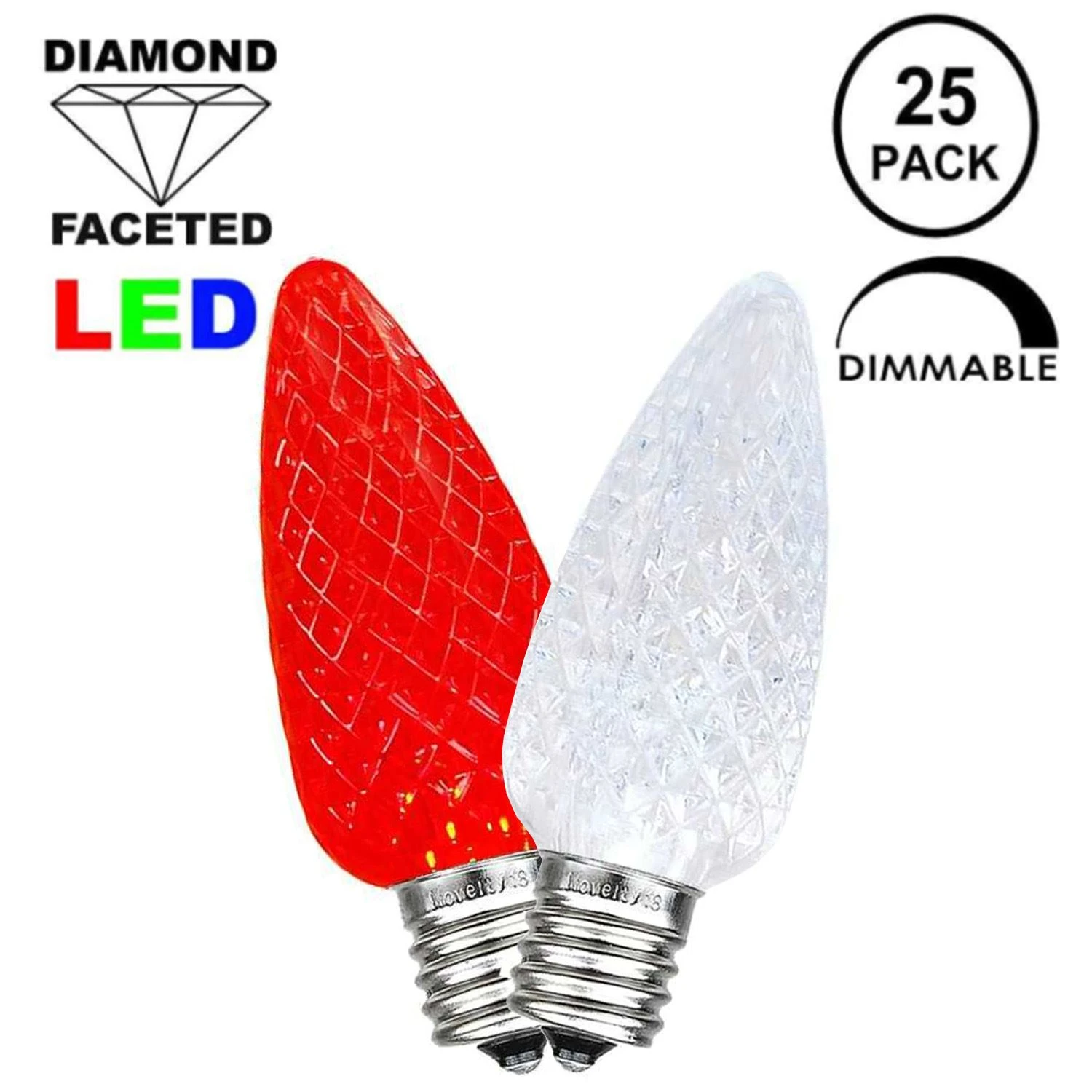 Red/Pure White C9 LED Replacement Bulbs 25 Pack 1 Red/Pure White C9 LED Replacement Bulbs 25 Pack