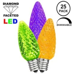 Lime/Purple/Orange C9 LED Replacement Bulbs 25 Pack