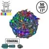 50 RGB + Warm White LED 4" Spacing Green Wire Coaxial W/o Power Supply & Remote