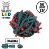 Twinkling Coaxial 50 LED Red 6" Spacing Green Wire