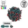 Coaxial 100 LED Red 6" Spacing Green Wire