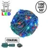 Coaxial 100 LED Multi 6" Spacing Green Wire
