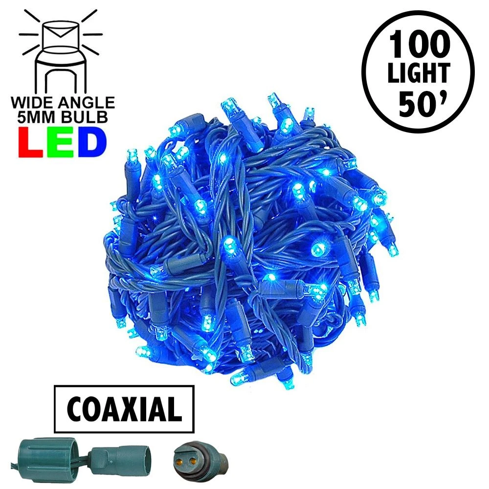 Coaxial 100 LED Blue 6" Spacing Green Wire 1 Coaxial 100 LED Blue 6" Spacing Green Wire