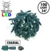 Coaxial 100 LED Warm White 4" Spacing Green Wire