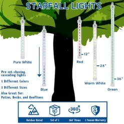 36" LED Cascading Meteor Starfall Tube Warm White Pack Of 5 -Christmas Lights Series 0033654 36 led cascading meteor starfall tube warm white pack of 5