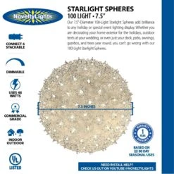 Clear 100 Light Starlight Sphere 7.5" 10 Clear 100 Light Starlight Sphere 7.5" -Christmas Lights Series 0033661 clear 100 light starlight sphere 75