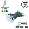 Coaxial Pure White 100 LED C6 Strawberry Mini Lights Commercial Grade On Green Wire