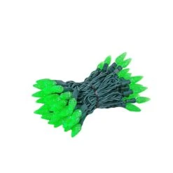 Coaxial Green 100 LED C6 Strawberry Mini Lights Commercial Grade On Green Wire -Christmas Lights Series 0033690 coaxial green 100 led c6 strawberry mini lights commercial grade on green wire