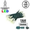 Coaxial *NEW* True Twinkle Warm White 70 LED C6 Strawberry Mini Lights Commercial Grade On Green Wire