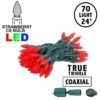 Coaxial *NEW* True Twinkle Red 70 LED C6 Strawberry Mini Lights Commercial Grade On Green Wire