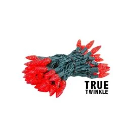 Coaxial *NEW* True Twinkle Red 70 LED C6 Strawberry Mini Lights Commercial Grade On Green Wire -Christmas Lights Series 0033702 coaxial new true twinkle red 70 led c6 strawberry mini lights commercial grade on green wire