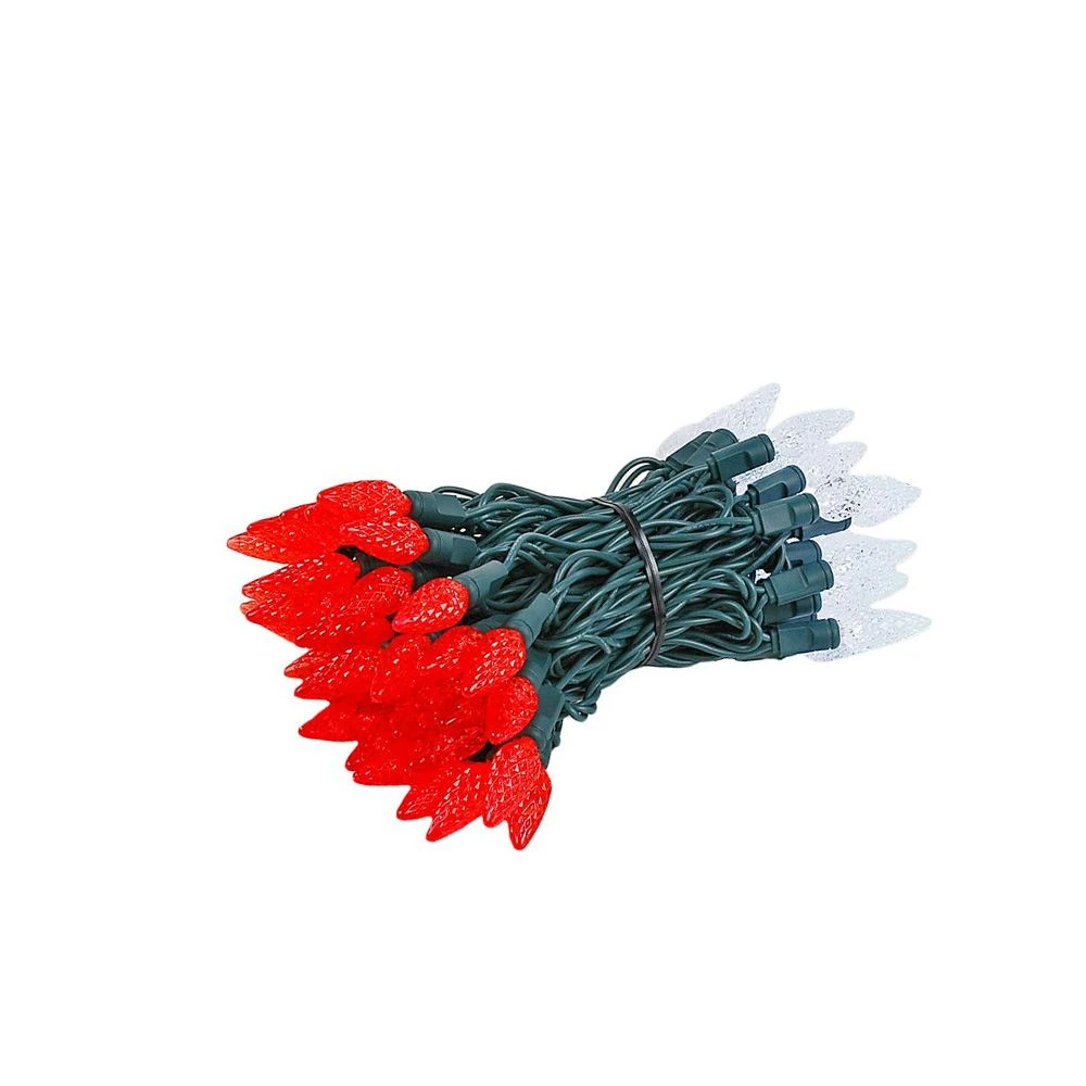 Coaxial Red/Pure White 70 LED C6 Strawberry Mini Lights Commercial Grade On Green Wire 3 Coaxial Red/Pure White 70 LED C6 Strawberry Mini Lights Commercial Grade On Green Wire - Image 3